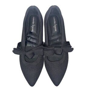 Nanette Lepore knit maryjane Black Pointed Toe Flats shoes Bow Detail 7.5